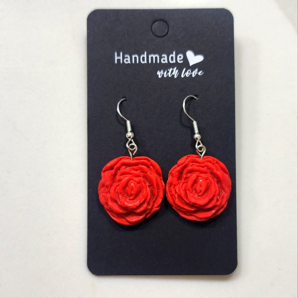 Handmade with Love rose earrings